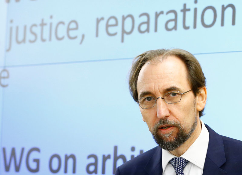 Zeid UN High Commissioner for Human Rights arrives at the 36th Sesssion of the Human Rights Council in Geneva