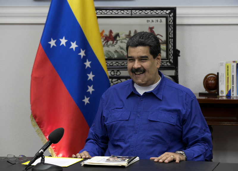 Venezuela's President Nicolas Maduro speaks during a meeting with ministers at Miraflores Palace in Caracas