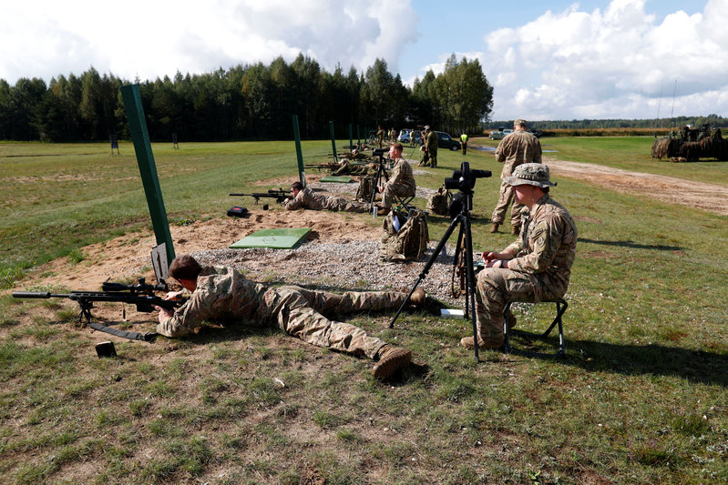 NATO eFP battlegroup soldiers attend a sniper shooting competition in Rukla