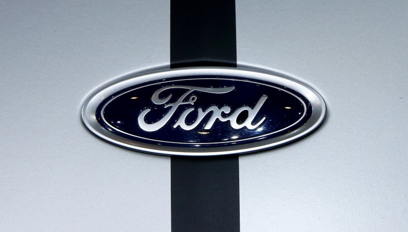 FILE PHOTO: The logo of Ford is seen during the 87th International Motor Show at Palexpo in Geneva