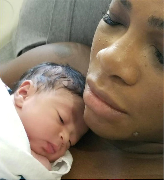 Tennis player Serena Williams poses with her daughter Alexis Olympia Ohanian Jr. in an undisclosed location