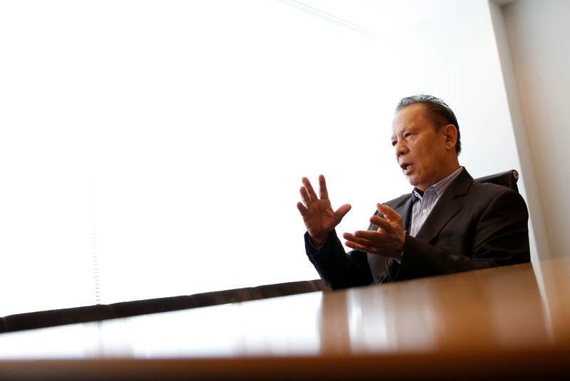 Universal Entertainment Corp's founder Kazuo Okada speaks during an interview with Reuters in Tokyo