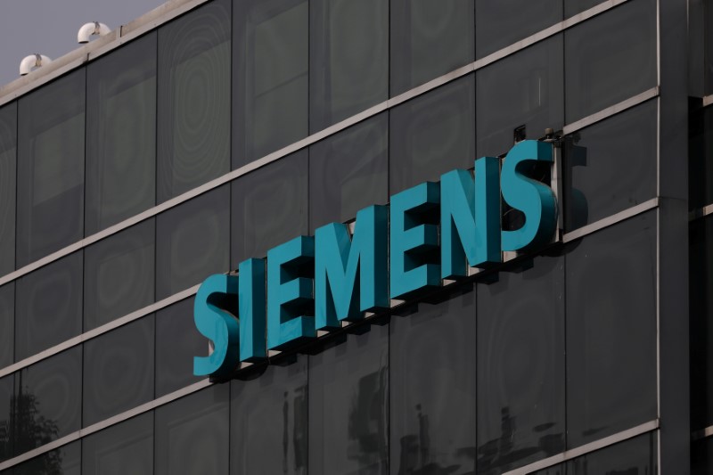 A logo of Siemens is pictured on a building in Mexico City
