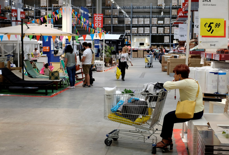 FILE PHOTO: A woman is seen in an Ikea shop in a mall in Rome