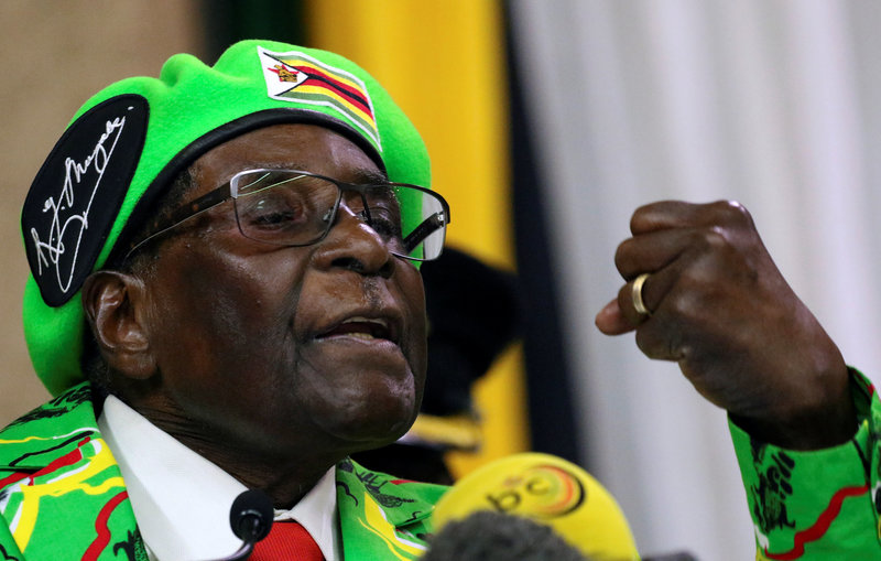 FILE PHOTO: Zimbabwean President Robert Mugabe addresses a meeting of his ruling ZANU PF party's youth league in Harare
