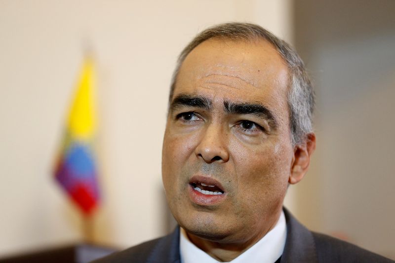 Colombia's peace commissioner Rodrigo Rivera speaks during an interview with Reuters in Bogota