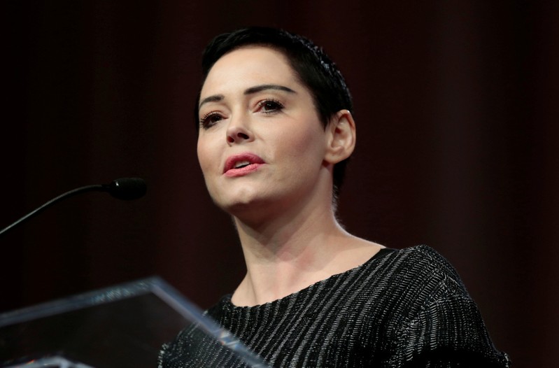 FILE PHOTO: Actor McGowan addresses the audience during the Women's Convention opening session in Detroit