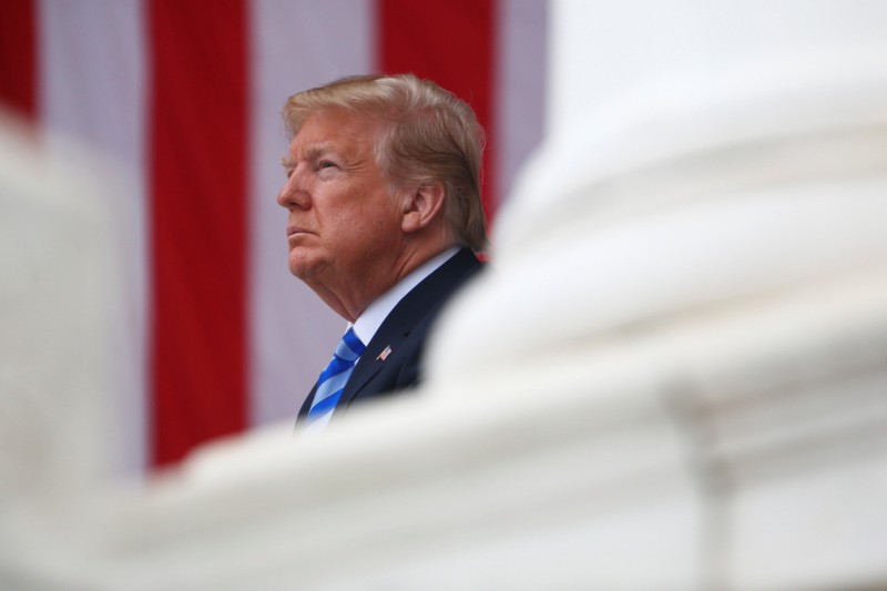 U.S. President Donald Trump is seen at Arlington National Cemetery as part of Memorial Day observance in Arlington