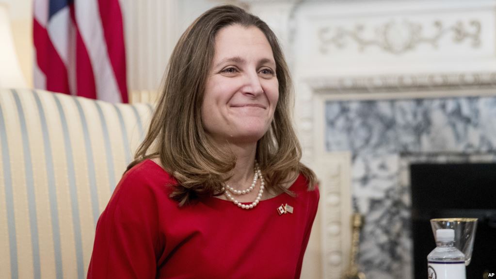 Canada's Freeland vows to defend workers against U.S. metals tariffs