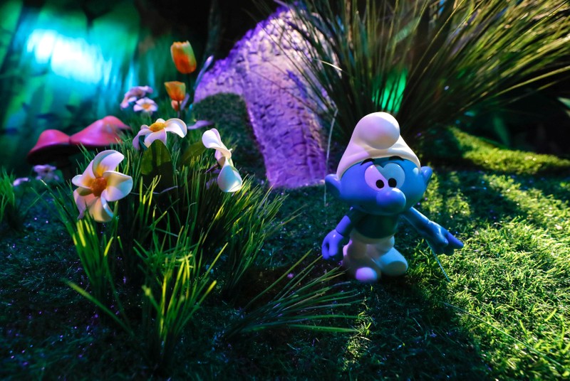 A Smurf character is seen at the Smurf Experience exhibition in Brussels