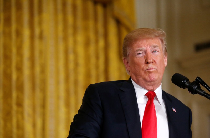 U.S. President Donald Trump addresses a meeting of the National Space Council in the East Room of the White House in Washington, U.S.