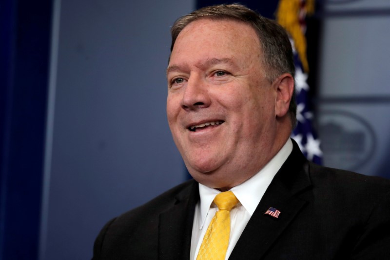 FILE PHOTO: U.S. Secretary of State Mike Pompeo attends the daily briefing at the White House in Washington