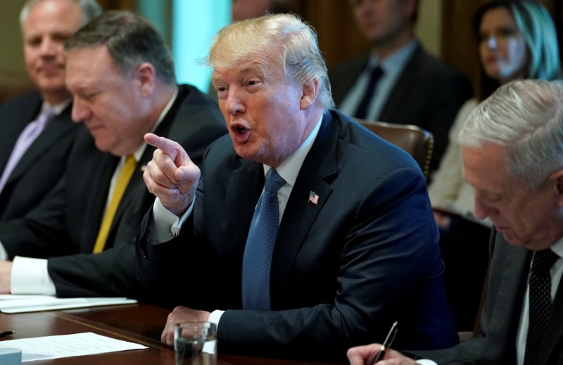 U.S. President Trump speaks during a cabinet meeting at the White House in Washington