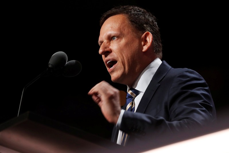 FILE PHOTO: Paypal co-founder Peter Thiel speaks at the Republican National Convention in Cleveland