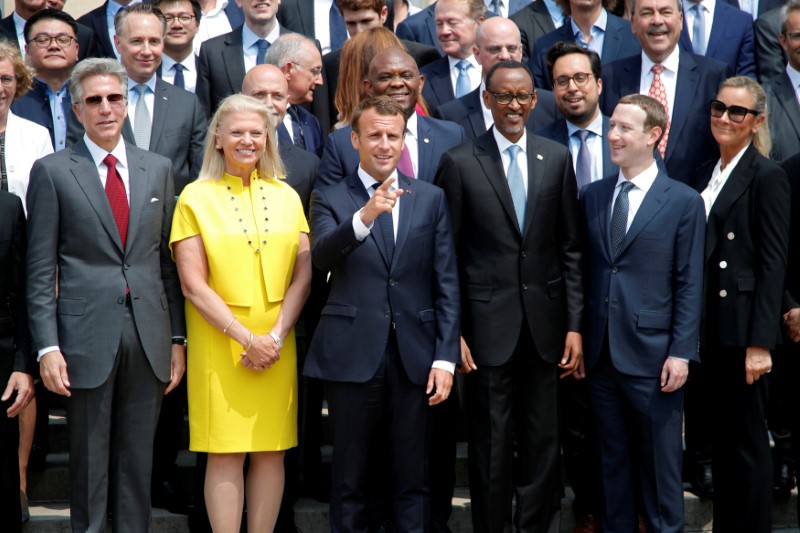 FILE PHOTO: French President Emmanuel Macron poses for a family picture at the Elysee Palace in Paris
