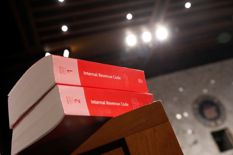 FILE PHOTO: Copies of tax legislation are seen during a markup on the