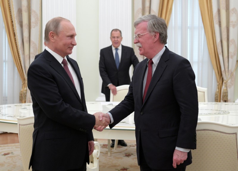 FILE PHOTO: Russia's President Putin meets with U.S. National Security Adviser Bolton in Moscow
