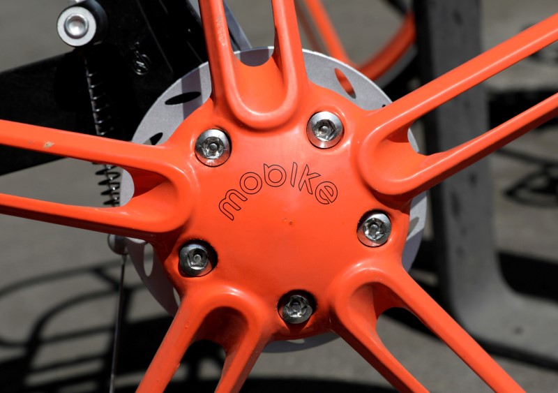 FILE PHOTO: A Mobike is pictured after Chinese bike sharing company MOBIKE launched its service in Mexico City