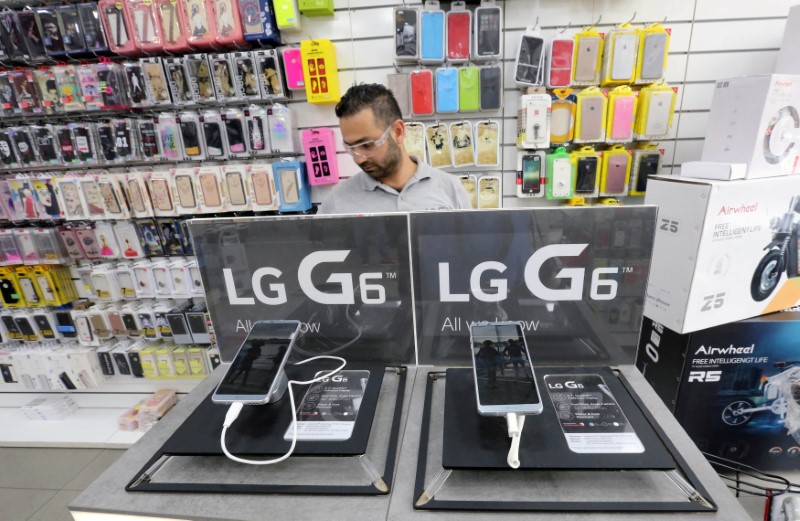 FILE PHOTO: LG Electronics smart phones seen inside the Class cellphone store in Beirut