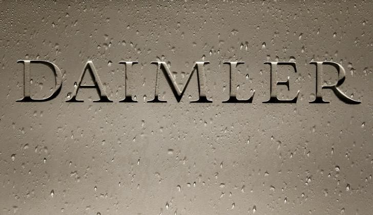 FILE PHOTO - Daimler AG sign with raindrops is pictured before company's annual news conference in Stuttgart