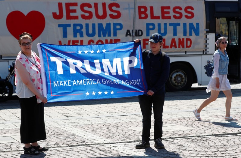 Supporters' demonstration during the Trump-Putin summit in Helsinki