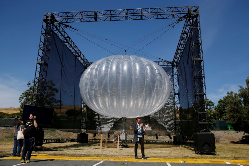 FILE PHOTO: A Google Project Loon internet balloon is seen at the Google I/O 2016 developers conference in Mountain View