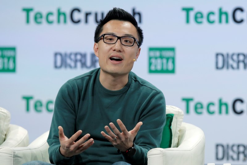 Tony Xu, CEO and Co-founder of DoorDash, speaks at the TechCrunch Disrupt event in Brooklyn borough of New York