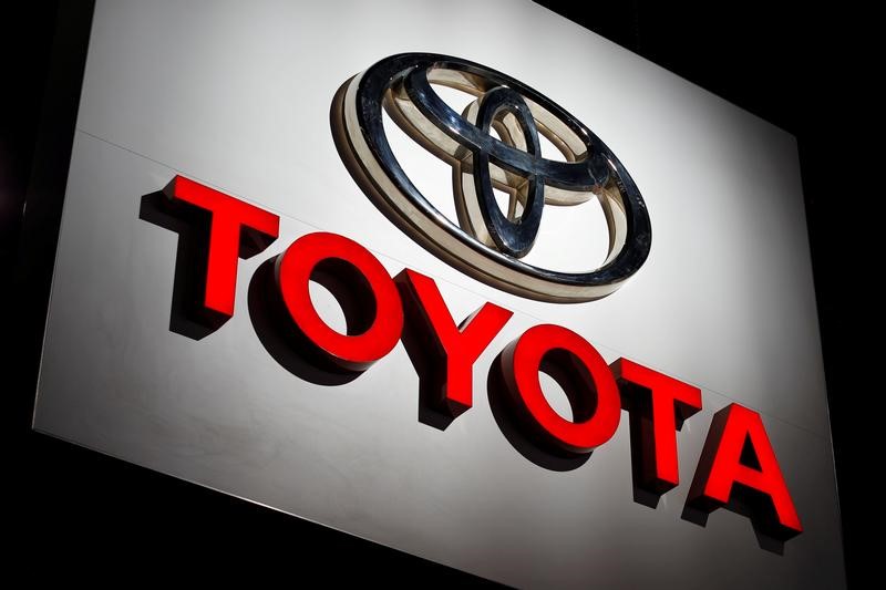 FILE PHOTO: The Toyota logo at the Los Angeles Auto Show