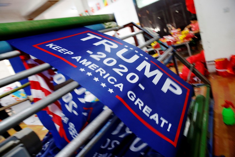 Flags for U.S. President Donald Trump's