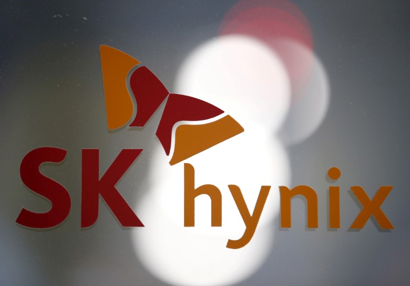 FILE PHOTO - The logo of SK Hynix is seen at its headquarters in Seongnam