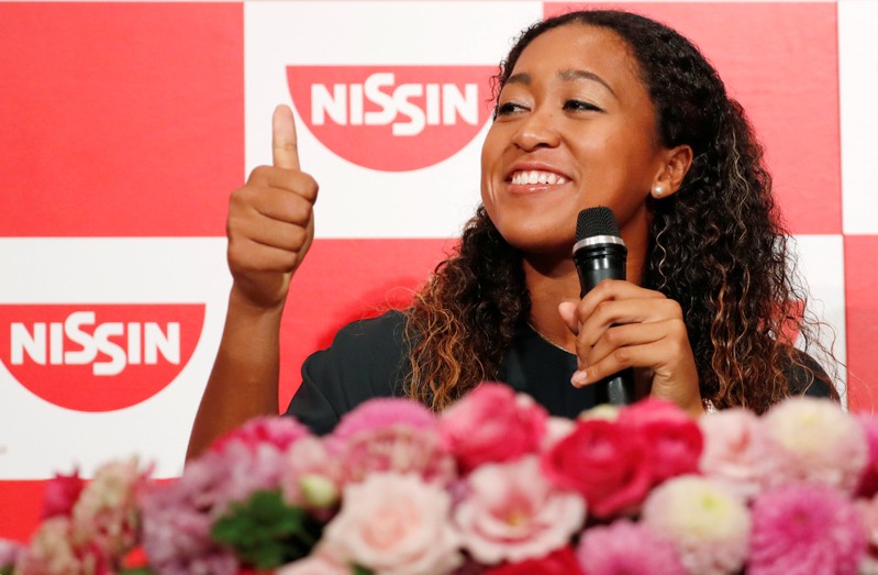Osaka attends a news conference in Yokohama following win in women's singles finals tennis match at the 2018 U.S. Open
