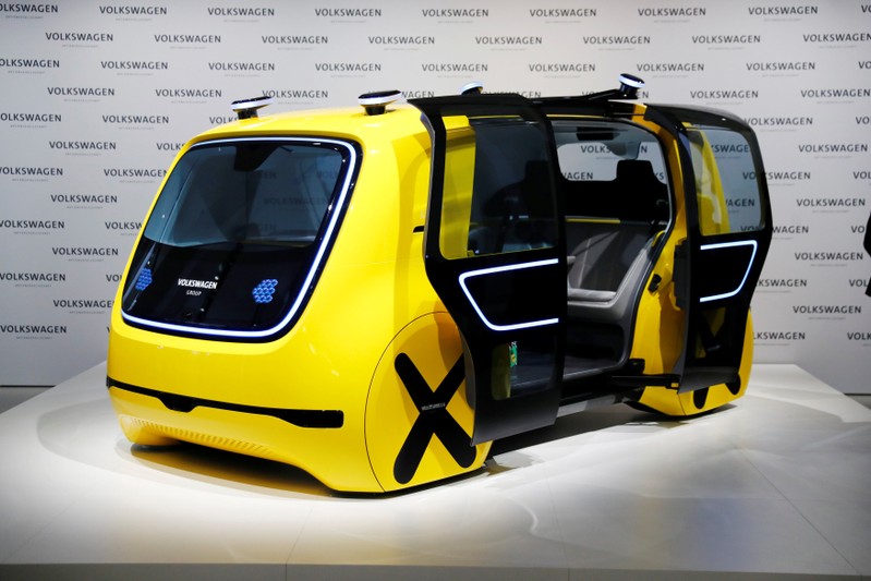 FILE PHOTO: Volkswagen self-driving car Sederic is seen before the annual earnings news conference of VW in Berlin in Berlin