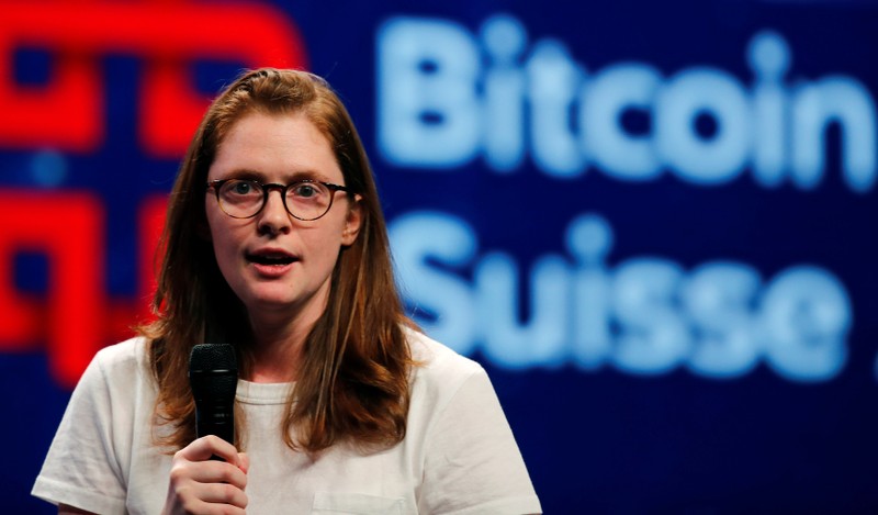 FILE PHOTO - Tezos co-founder Breitman speaks during the Crypto + ICO Summit cryptocurrency conference in Duebendorf