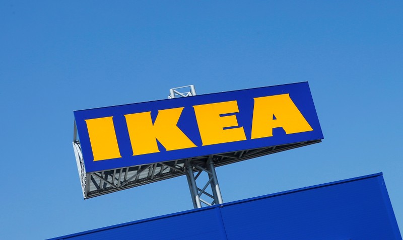 FILE PHOTO: The logo of IKEA is seen above a store in Voesendorf
