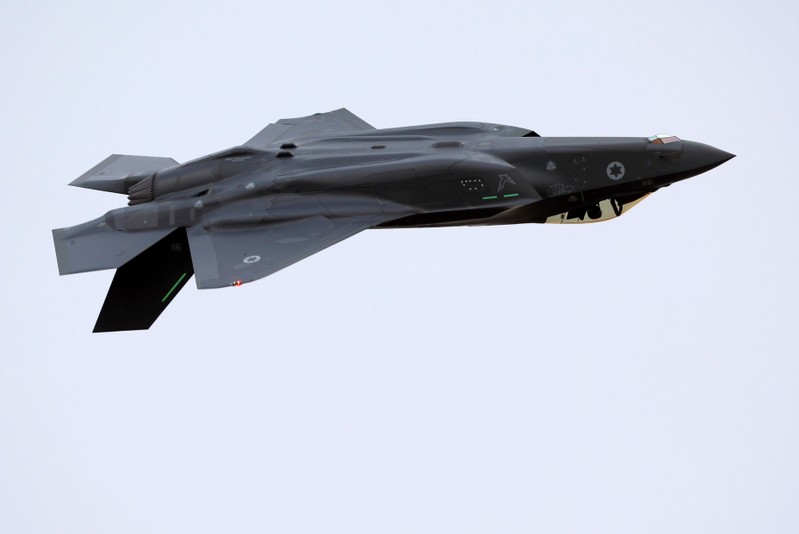 An Israeli Air Force F-35 fighter jet flies during an aerial demonstration at a graduation ceremony for Israeli Air Force pilots at the Hatzerim air base in southern Israel