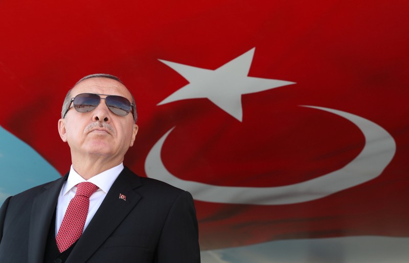 Turkish President Erdogan attends a millitary ceremony in Isparta