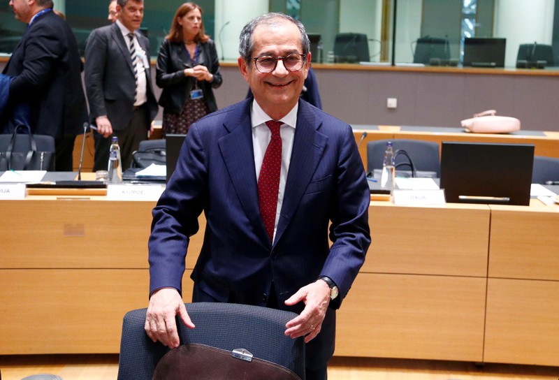 FILE PHOTO: Italian Finance Minister Giovanni Tria attends a euro zone finance ministers meeting in Brussels