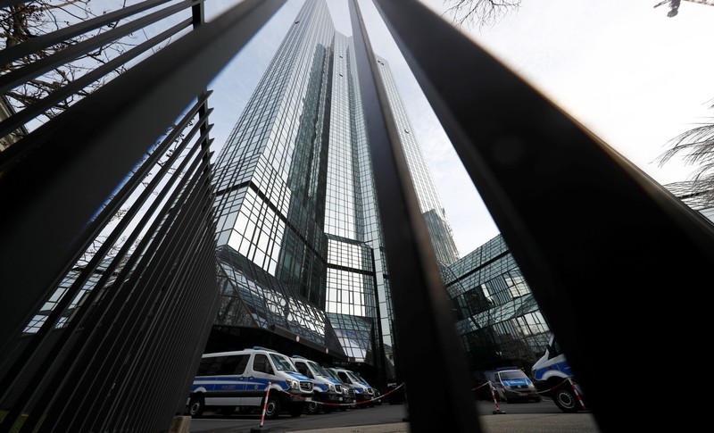 Criminal police officers prosecutors and tax inspectors searched Deutsche Bank offices in and around Frankfurt