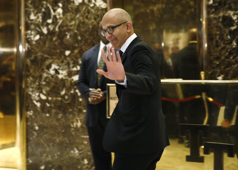 Microsoft CEO Nadella departs after meeting with U.S. President-elect Trump at Trump Tower in New York