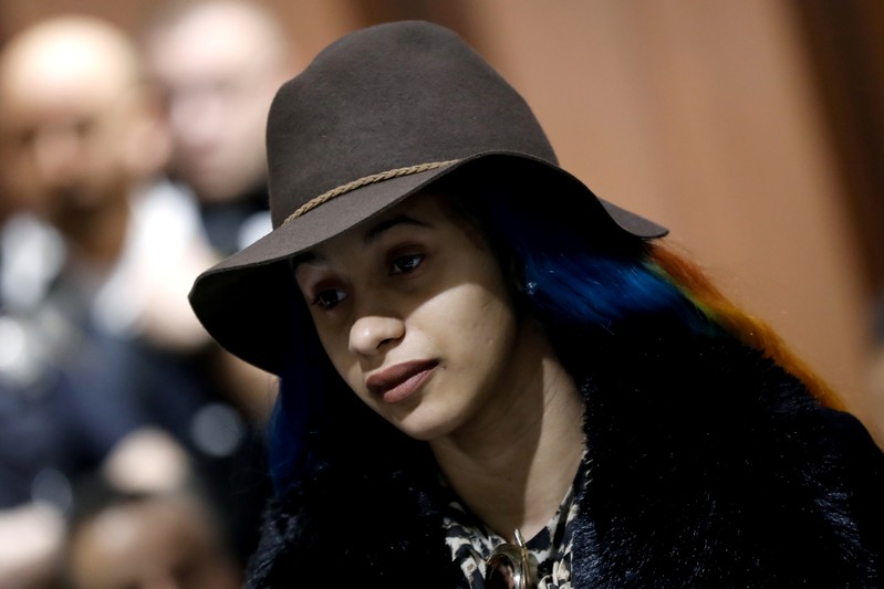 Singer Cardi B stands during her arraignment at Queens County Criminal Court in the Queens Borough of New York