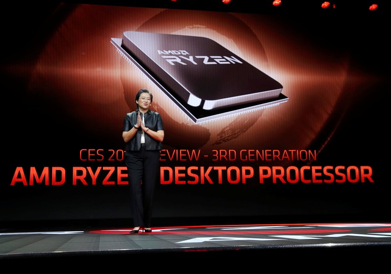 Lisa Su, president and CEO of AMD, talks about AMD's 3rd generation Ryzen desktop processor during a keynote address at the 2019 CES in Las Vegas