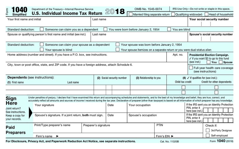 FILE PHOTO: Handout image shows new U.S. tax form 1040 for individuals