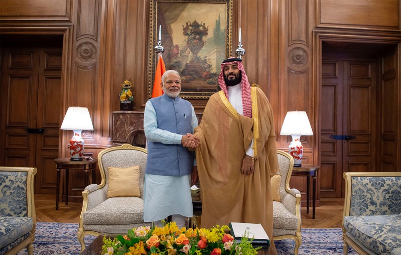 FILE PHOTO: Saudi Arabia's Crown Prince Mohammed bin Salman shakes hands with India's Prime Minister Narendra Modi in Buenos Aires