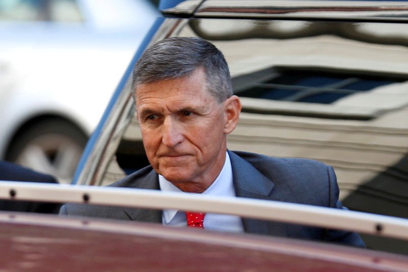 FILE PHOTO: Former National Security Adviser Flynn arrives for status hearing at U.S. District Court in Washington