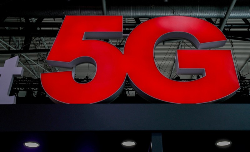 FILE PHOTO: A 5G sign is seen during the Mobile World Congress in Barcelona