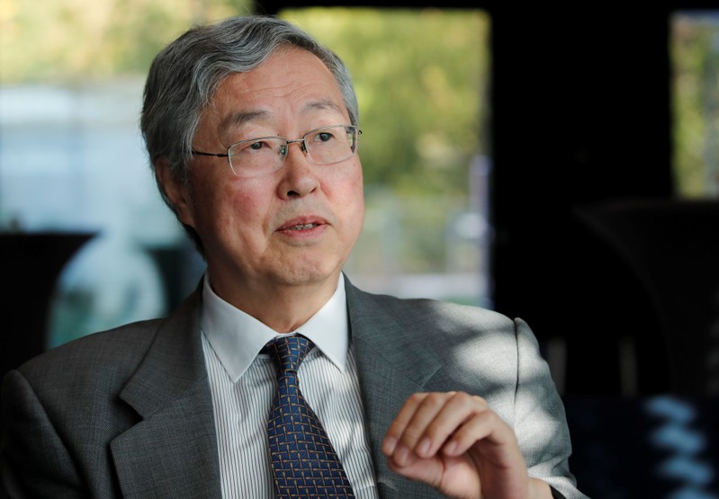 Zhou President of China Society for Finance and Banking and former governor of the PBOC attends an interview with Reuters in Geneva