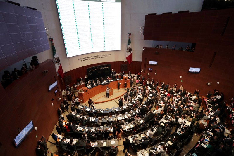 FILE PHOTO - A general view shows the Senate during a session to vote on the creation of a militarized police force, the National Guard, in Mexico City