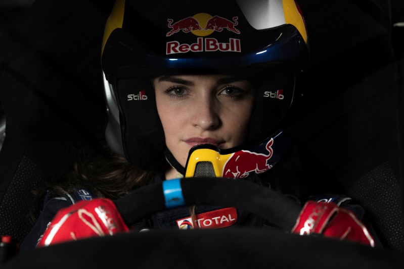 A handout photo of British rally driver Catie Munnings posing for a photo during an interview in Saint-Etienne