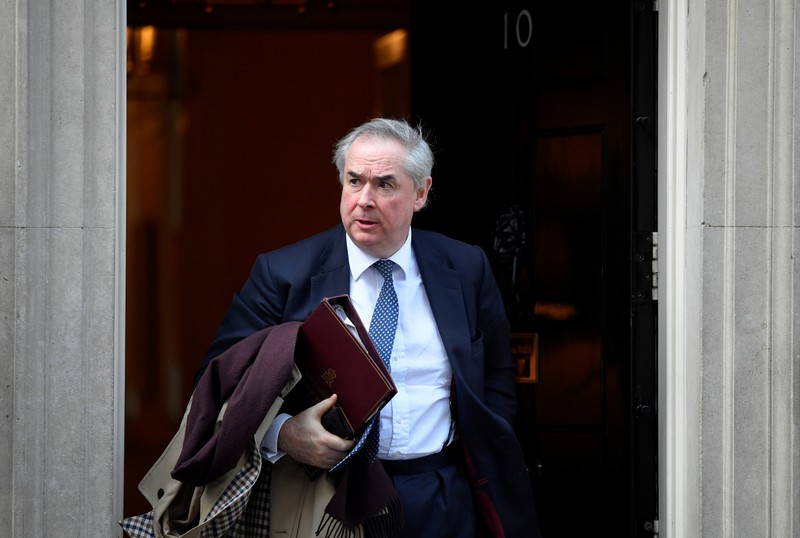 Britain's Attorney General Geoffrey Cox is seen outside Downing Street in London