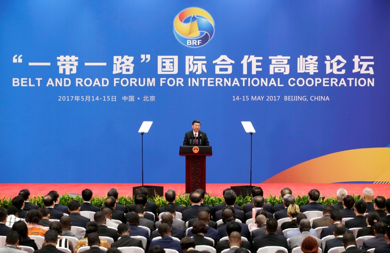 FILE PHOTO: Chinese President Xi Jinping attends a news conference at the end of the Belt and Road Forum in Beijing